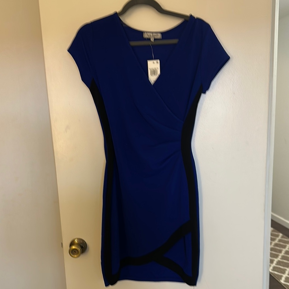 Elegant Blue and Black Dress
